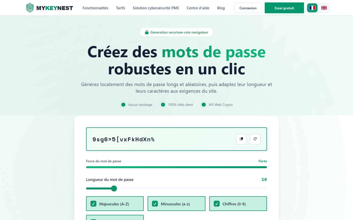 Générateur de mots de passe sécurisé MYKEYNEST